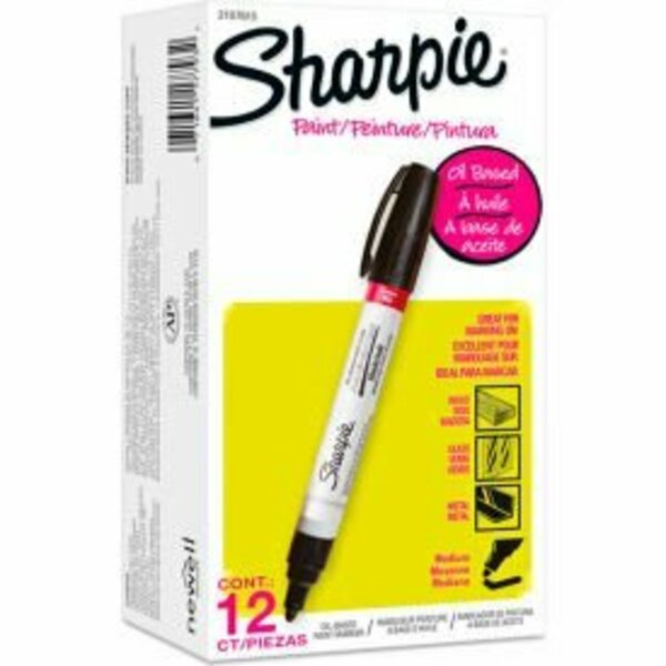 Sanford Sharpie Paint Marker, Oil Based, Medium, Black Ink 2107615